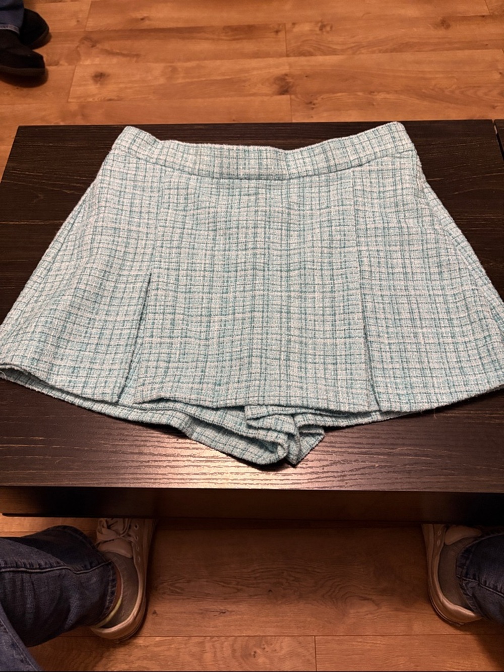 Showpo Tweed Pleated Skort in Light Blue